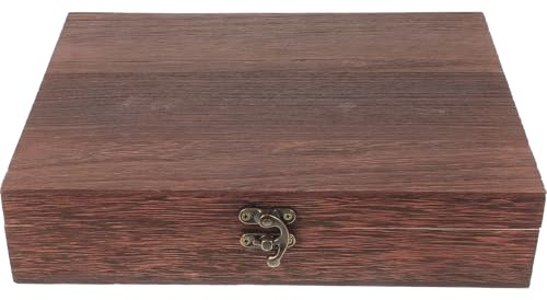 SEWACC Wooden Storage Box with Hinged Lid and Lock Simple Storage Case for Jewelry Small Items and Display Rustic Wooden Box for Home and Office Organisation 10.24 X 7.87 X 2.17 in