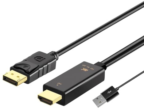 SENECESLI Cable HDMI a DisplayPort, 1,8 M 5,91 Pies, Compatible con Salida 4K Cable Adaptador HD a DisplayPort, Conector Chapado en Oro de 24 K, Plug and Play