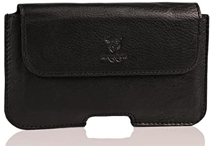 MATADOR Handy Gürteltasche Leder kompatibel mit Samsung S9 Plus / S10 Plus / S20 Plus Lederhülle Ledertasche Quertasche Schwarz Magnetverschluss