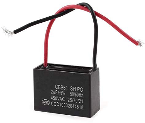 Vektenxi Condensatore Motore - Parte di Riparazione AC 450V 2uF 50/60Hz - CBB61 - Polipropilene Metallizzato - Condensatore Funzionamento Motore Nero