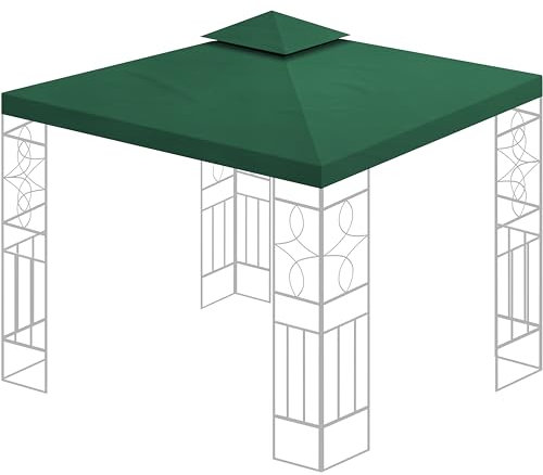 Ersatzdach 360g/m² Dach EXTRA STARK PVC Beschichtung Pavillondach 100% Wasserdicht Pavillon 3x3m (Grün #11)