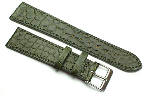 Fluco 20mm Echt Alligator Klassik handgemacht in Deutschland Uhrenarmband Olive