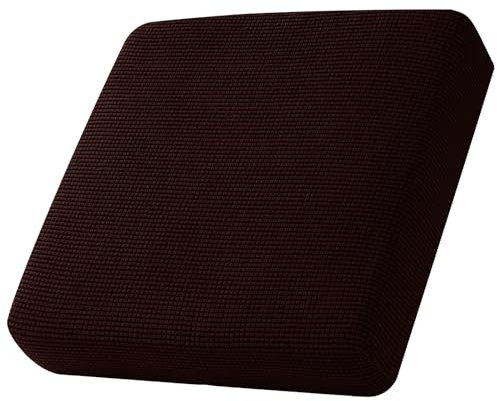 Sofa Sitzkissenbezug, Sofa Sitzkissenbezug Stretch, Elastischer Kissenbezüge, Husse Überzug Bezug Für Sofa Sitzkissen, rutschfest Stoff Tartan (Dunkelbraun,Großer 1-Sitzer)