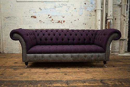 JVmoebel Lila Chesterfield Couch Sofa Polster 3 Sitzer Couchen Sitz Garnitur Sofas Neu