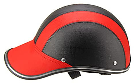 Retro Oldtimer Halbschale Jet-Helm Sommer Unisex Halbhelme Halboffenes Gesicht Schützen Helm Oldtimer Open Face Helm Damen Herren Erwachsener Scooter Mofa Helm Baseballmütze Helme,Rot