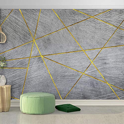 YXTSmurals Fototapete 3D Effekt Wandgemälde Gold Grau Textur Wandbild Tapete Modern Vlies Riesiges Bild Wohnzimmer Schlafzimmer Jugendzimmer Wanddekoration
