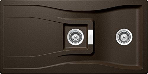 SCHOCK Waterfall D-150 - Fregadero de cocina (100 x 50 cm, escurridor a partir de 60 cm de ancho, desagüe con mecanismo Comfopush cromado)