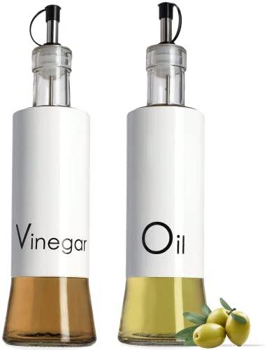 KADAX Distributeur d'Assaisonnements Liquides en Verre Avec Éléments en Acier - Pour Huile, Vinaigrette, Huile d'Olive - Réservoir d'Huile