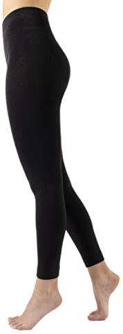Cette 1/2 Paires – Collant Thermique sans Pied, Legging Opaque, Legging Chaud molletonné, intérieur Polaire, Collant sans Pied d’Hiver | 300 DEN | Noir | S/M, M/L, L/XL (M-L, Noir)