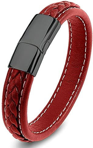 Dsnyu Männer Armband Pärchen, Bunt Leder Armbänder für Herren mit Magnet Verschluss, Einfach Retro Punk Armband für Geburtstag