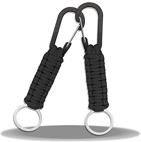 FlyWave Paracord Schlüsselanhänger Karabiner 2 Stück, Schlüsselanhänger Paracord Notfall im Freien, Multifunktion Paracord Anhänger für Outdoor-Klettern, Camping, Wandern, Rucksackreisen