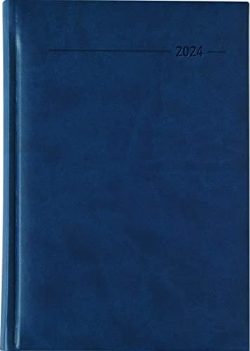 Buchkalender Tucson blau 2024 - Büro-Kalender A5 - Cheftimer - 1 Tag 1 Seite - 352 Seiten - Tucson-Einband - Termin-Planer - Alpha Edition