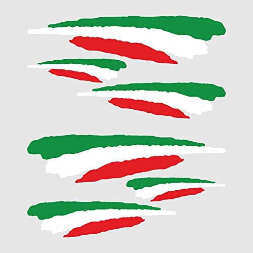 Autodomy Set 6 Aufkleber Stickers Italien Italienische Flagge Sport Racing Tuning für Auto Motorrad Scooter Quad ATV Helm Fahrrad | Halten Sonne und Regen Stand