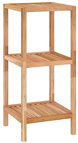 vidaXL Solid Walnut Wood Bathroom Shelf with Slatted Design- 3 Shelves Storage Solution- Versatile Usage- Natural Wood Grain Patterns