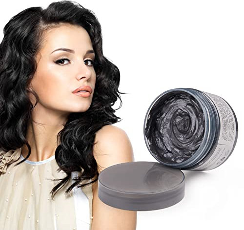 Temporäre Haarfarbe, Haarfarbe Wachs Schwarz Haarfärbemittel Wachs, Natürliche Frisur Pomade für Party, Cosplay & Halloween (Schwarz)