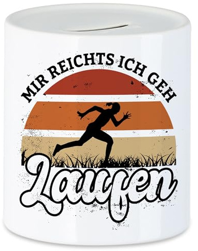 Hey!Print Mir Reichts Ich GEH Laufen Spardose Läuferin Laufen Sport Leben Hobbie Laufschuhe Joggen Running Laufhose Freizeit