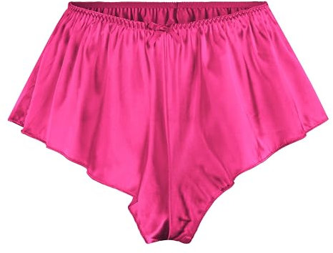 Satini Raso Slip scanalati alla Francese Gonna Pantaloncini Mutandine Biancheria Intima (Rosa Fucsia, XL)