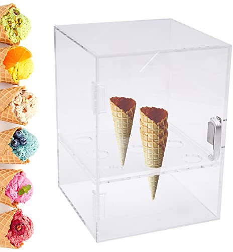 Eistüten-Halterung, transparente 9-Loch-Acryl-Vitrine mit Griff zum Präsentieren von Waffelkegel-Handrollen-Sushi für Kinderpartys, Geburtstage, Hochzeiten, Jubiläen (9)