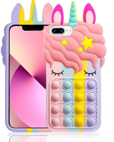 Aspack Pop Bubbles Schutzhülle für iPhone 6 Plus/7 Plus/8 Plus, niedliches Cartoon-Einhorn, Regenbogen-Pop, stoßfest, Silikon, weiche Handyhülle für Apple iPhone 6 Plus/7 Plus/8 Plus, 5,5 Zoll