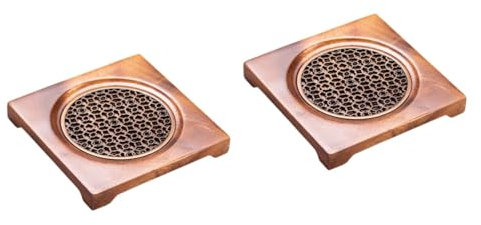 Cabilock 2 Pièces Coaster Dessous de Verre napperon de Boisson Dessous de Plats sous Verres Accessoires de café théière Plateau de Rangement pour Bouilloire à thé Tapis de thé Fondue Métal
