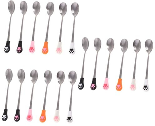 Cabilock 18 Piezas Cucharas Pastel Bistró Cucharas Para Mezclar Regalos Navidad Cucharas Para Gatos Plateadas Cucharas Azúcar Acero Inoxidable Arroz Cuchara Azúcar Helado