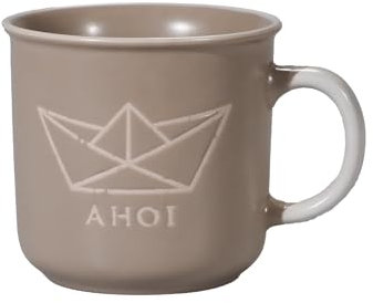 Seaside No.64 - maritimes Steingut-Geschirr in beige - Mix & Match Serie aus Keramik - nautische Motive zum Kombinieren - Küchenzubehör, Geschenkartikel (Becher 400ml, Papierboot)