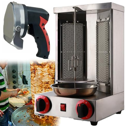 Máquina Eléctrica Para Doner Kebab | Máquina De Barbacoa Con Parrilla De Cocina Eléctrica | Asador Vertical Giratorio De 360° | Asador De Kebab Vertical |Con Cortadora De Kebab Eléctrica