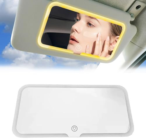 YANGUN Auto Kosmetikspiegel Sonnenblende Spiegel, Schminkspiegel mit Licht für Auto, Universal Sonnenblende Spiegel, Autovisier Kosmetikspiegel mit 3 Lichtmodi