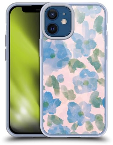 Head Case Designs Offizielle Anis Illustration Weiche Feminine Blaue Blumen Muster Mischen Gelhülle [Militärischer Schutzgrad] Kompatibel Mit Apple iPhone 12 Mini Und Kompatibel Mit MagSafe