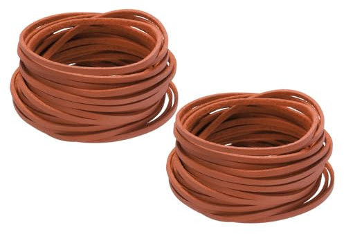 sourcing map Faux Leather Cord Suede Cord, 5.5 Yards 2.6mm String Flat Rope Thread for Bracelet Necklace Beading Jewelry DIY Art Crafts, Orange Red, 2 Pack