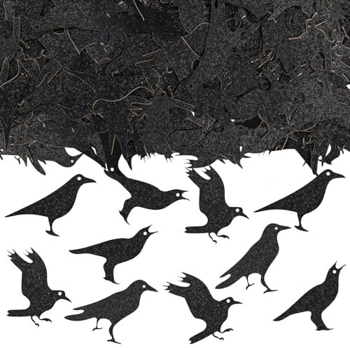 VIKY® Halloween Konfetti Tischdeko, 100 Stück Party Confetti, Krähen Streudeko Schwarz, Tisch Deko, Motto Partyzubehör