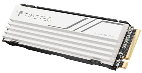 Timetec 2TB PCIe 4.0 White Heatsink Gaming SSD NVMe Phison E27T PCIe Gen4x4 M.2 2280 3D NAND TLC SLC Cache Read/Write Speed Up to 7,400/6,400 MB/s Internal Solid State Drive for PS5 Pro, PC Desktop