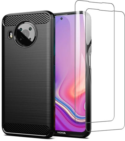 TailTech Hülle und schutzfolie für Nokia X10/X20 Hülle, Schutzset - Schwarze TPU Handyhülle und 2X Gehärtete Panzer Schutz Glas für Nokia X10/X20 Hülle