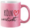 Huuraa Glitzer Kaffeebecher Köln verliebt Geschenk 330ml Pink Köln Mitbringsel