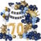 70th Birthday Decoration for Men, Navy Blue Gold White 70th Balloon Birthday Party Decorations, 70th Happy Birthday Banner Decorations, Number 70 Balloons for 70th Men Birthday Party Decorations