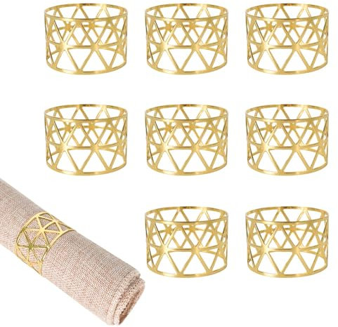 Anelli Per Tovaglioli Da Tavola 8 Pezzi Portatovaglioli Anello Da Tavola, Portatovaglioli Da Tavola Metallo,Fermatovaglioli Da Tavola Eleganti,Per Feste,Matrimoni,Decorazioni Tavola (Oro, 3 * 4.5cm)