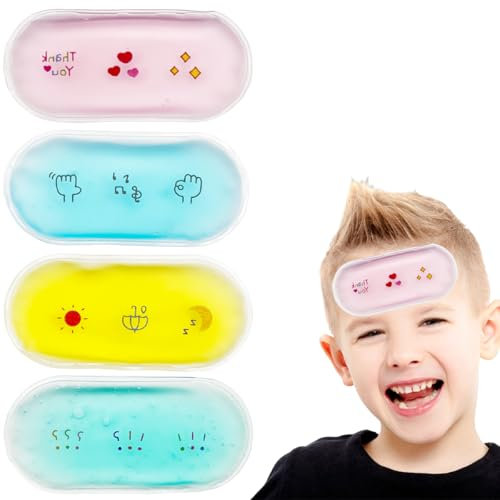 Kühlpads Kinder Kühlakku Kinder Gel, Kühlkissen Coolpack Kids, Wiederverwendbare Kühlpack Kalt und Warm Kompresse, für Weisheitszahn, Verletzungen, Juckreiz, Schwellung, 4 Stück