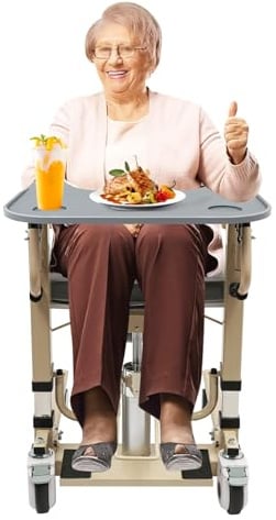 Table de fauteuil roulant avec plateau amovible et porte-gobelet pour fauteuils roulants Plateau Accessoires - Table en plastique ABS pour adultes et personnes âgées pour manger, lire et se reposer P