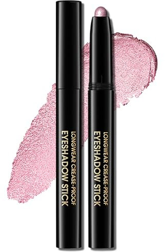 Erinde Matita Ombretto Rosa con Glitter, Glitter Pink Eyeshadow Stick Impermeabile e a Lunga Durata, Matita Eyeliner in Crema Brillante, Penna per il Trucco Occhi Metallizzata e Scintillante #08
