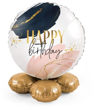 Eleganter Folienballon Happy Birthday selbstehende Funktion Set Ballon Geburtstag Frauen Mädchen Deko modern Luftballons Geburtstag