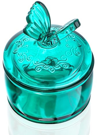 H&D Hyaline & Dora, 8,9 cm, Smaragdgeprägtes Glas mit Deckel, Kristallglas, Süßigkeitengläser, Schmuckschatulle für Hochzeit, Party, Buffet, dekorativ, 8,9 cm