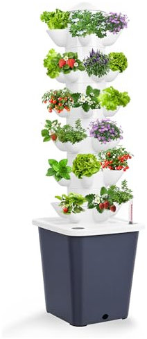 Culture Hydroponique à 30 dosettes, Tour hydroponique 6 étages, Système de Culture Hydroponique de Jardin pour Herbes, Fruits et Légumes avec Pompe hydratation et réservoir d'eau de 10l