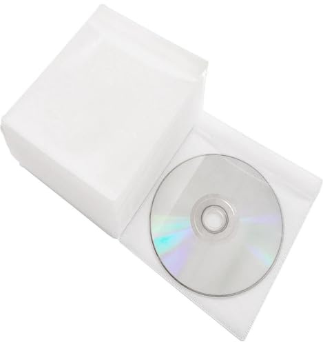 arrderly Pack of 50 CD DVD Protective Sleeves, Double Sided Standard Plastic Case, Premium CD Double Sided Plastic Sleeve for CD and DVD Storage Folders