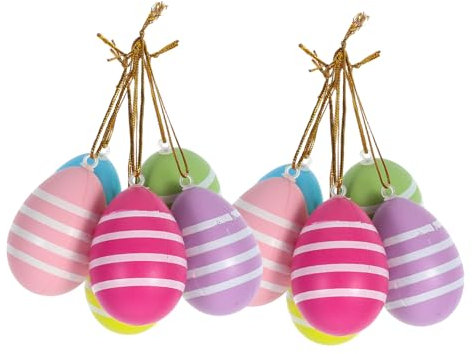 iplusmile 12stücke Hänge-Ostereier Aus Kunststoff Bunte Eier-Ornamente Für Osterbaumdekoration DIY-bastelarbeiten Partygeschenke Und Heimdekoration