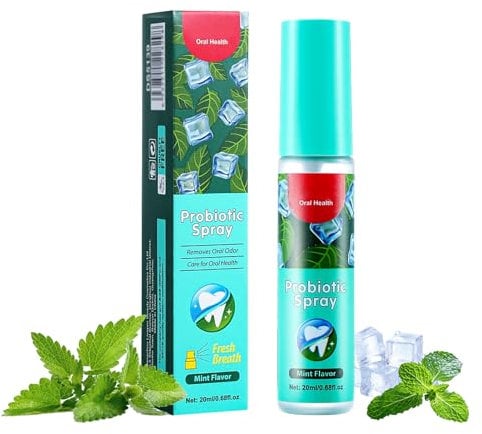 Spray Bucal Mal Aliento,Espray Bucal de Menta, 20ML, Spray Refrescante para Mal Aliento, Combate las Bacterias y Refresca el Aliento
