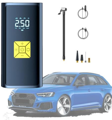 Compressore Aria Portatile Auto per VW Golf 6 GTI Golf 7 GTI Golf Tdi Golf, Compressore Aria Senza Fili, con Manometr, Spegnimento Automatico, Luce LED,Yellow