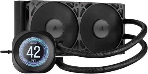 CORSAIR NAUTILUS 240 RS LCD Dissipatore a Liquido per CPU – Schermo LCD IPS da 2,1, AIO da 240 mm, Bassa rumorosità, Daisy-Chain, Intel LGA 1851/1700, AMD AM5/AM4 – 2 ventole RS120 incluse – Nero