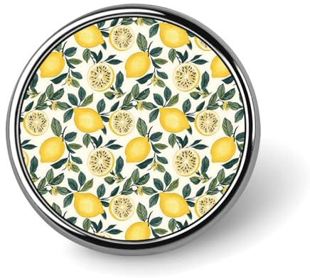 Button Pins für Rucksäcke - Fashion Lemon Tree Leaf 1 Druck Runde Brosche Pins Sublimation Buttons für Kleidung Hut Dekoration Metall Kreis Abzeichen Anstecknadel für Männer Kostüm Zubehör