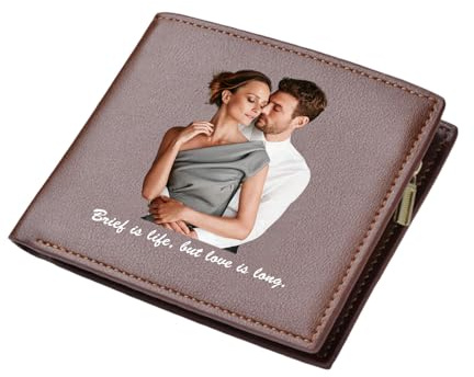 Generisch Personalisierte Geldbörse Herren mit Foto & Text Bedrucken Geldbeutel für Männer, Selbst Gestalten Portemonnaie Münzbörse Brieftasche Wallet Portmonee für Ehemann Vater Partner Freund