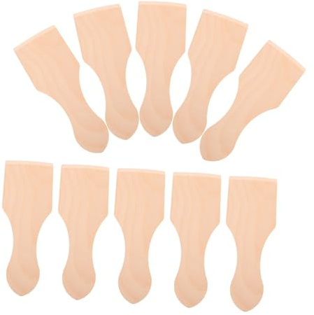 Milisten 10pièces Spatules Bois pour Garçon Fille Mini Spatules de Cuisine Jouets Ustensiles de Jeu pour Gâteaux de Riz et Pâtisseries
